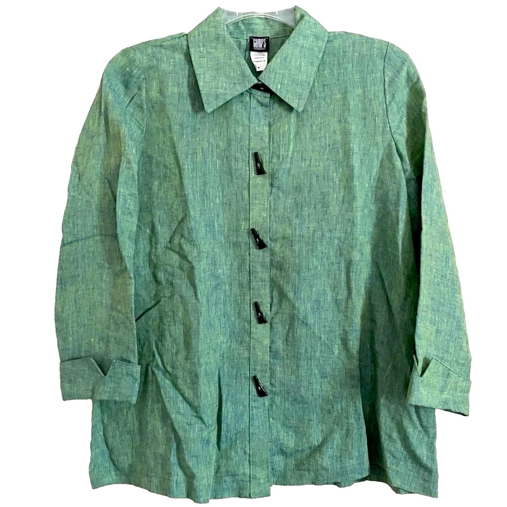 Gump's San Francisco Linen Shirt Tunic Top Blouse Size 8 Art to Wear Lagenlook